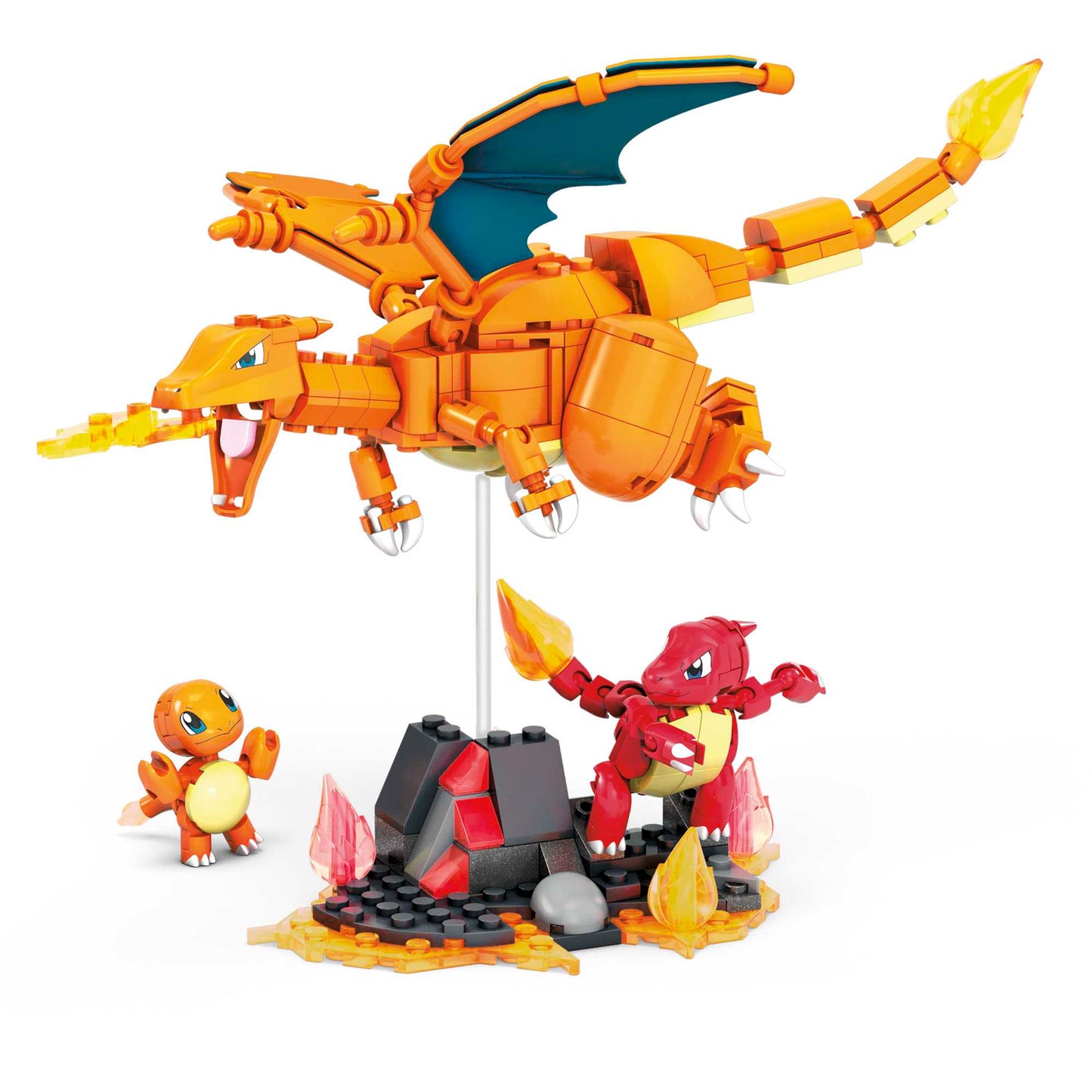 MEGA Pok¨¦mon Building Toy Kit Charmander Set With 3 Action Figures (313 Pieces) For Kids