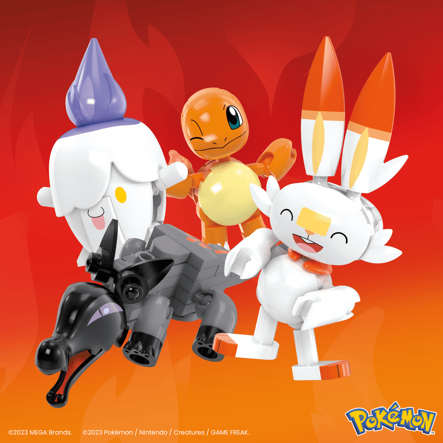 MEGA Pok¨¦mon Fire-Type Team Building Toy Kit, 4 Action Figures (105 Pieces) For Kids