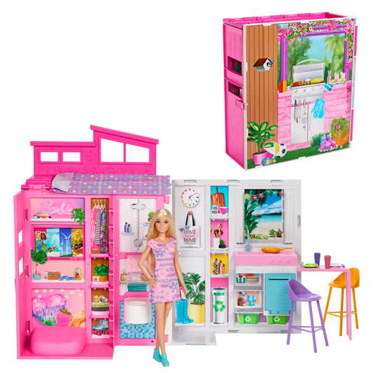 Barbie  Maison Portative et Poup¨¦e, 4Pi¨¨ces, 11Accessoires