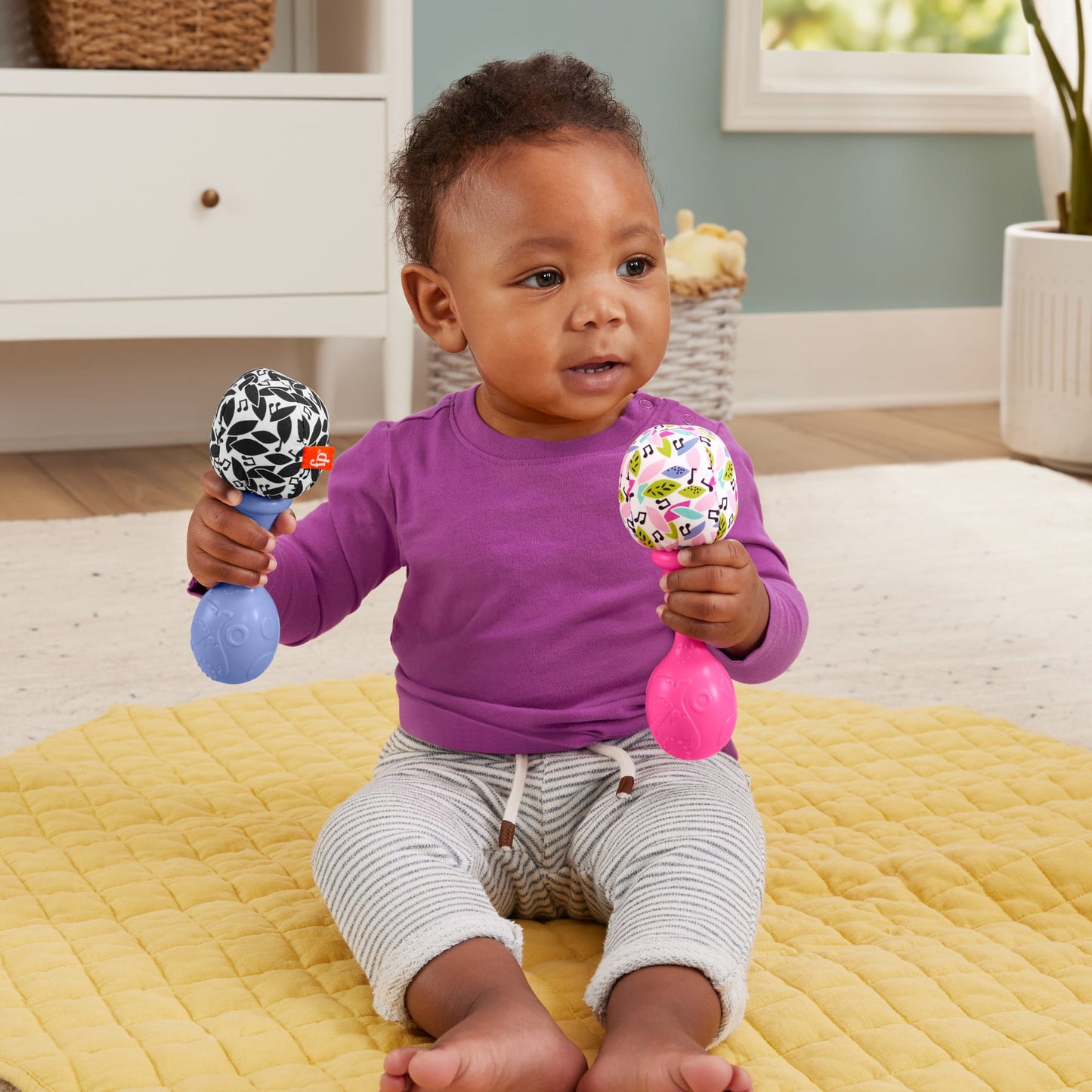 Fisher-Price Rattle ¡®n Rock Maracas Set Of 2 Baby Rattles, Newborn Toys, Pink