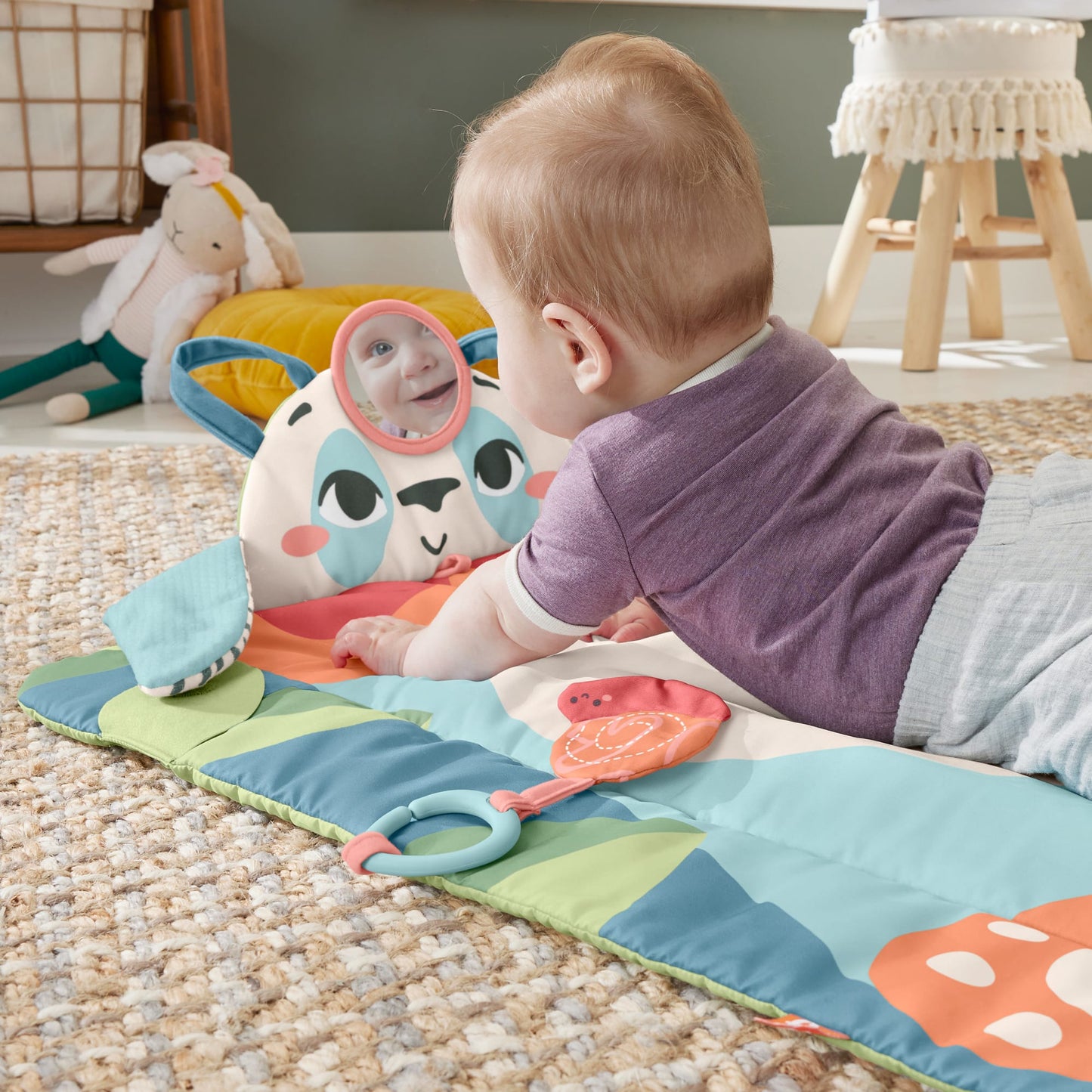 Fisher-Price  Planet Friends  Tapis D¡¯¨¦veil Panda ¨¤ Rouler, 2Jouets