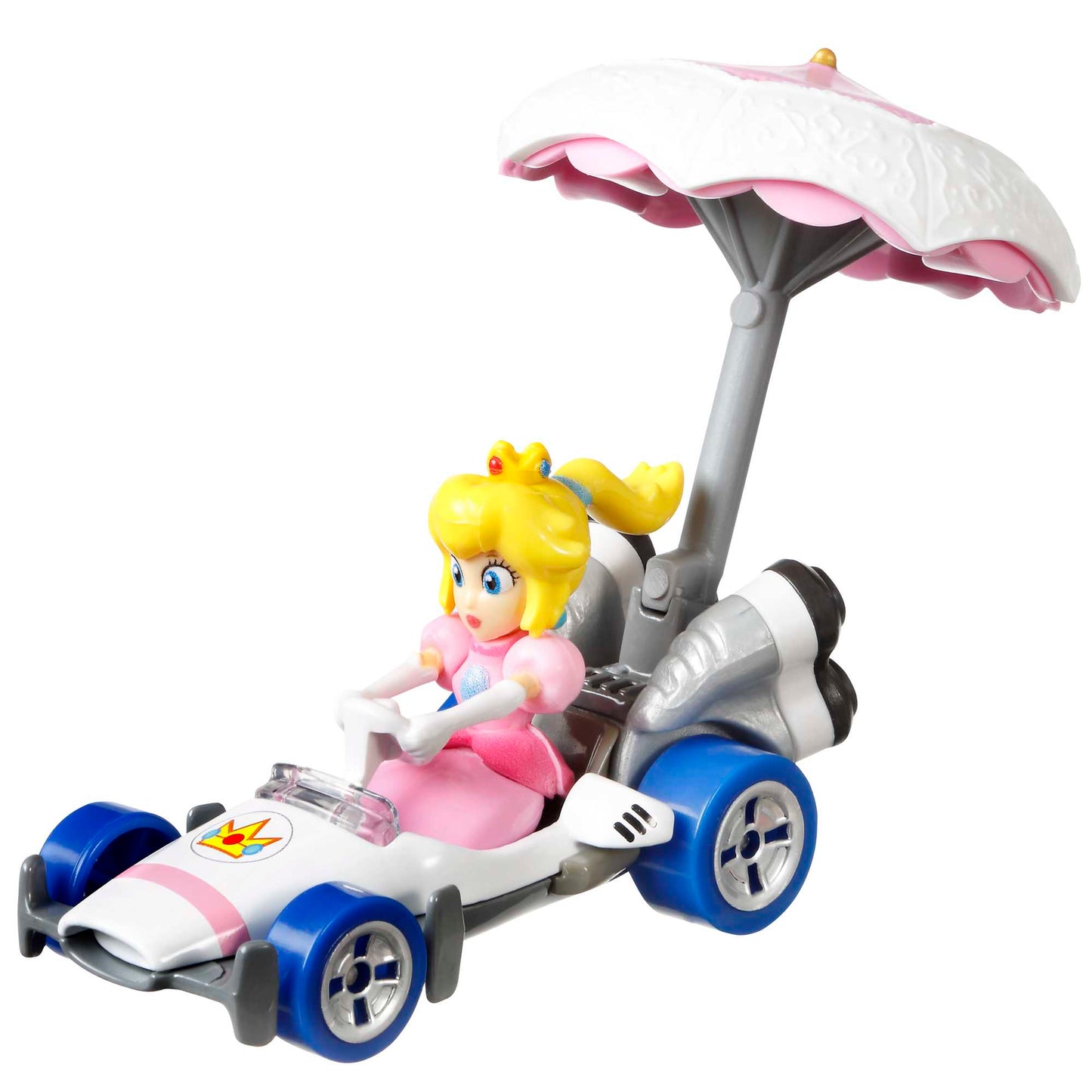 Hot Wheels Mario Kart Veh¨ªculo de Juguete Princesa Peach B-Dasher con Peach Parasol